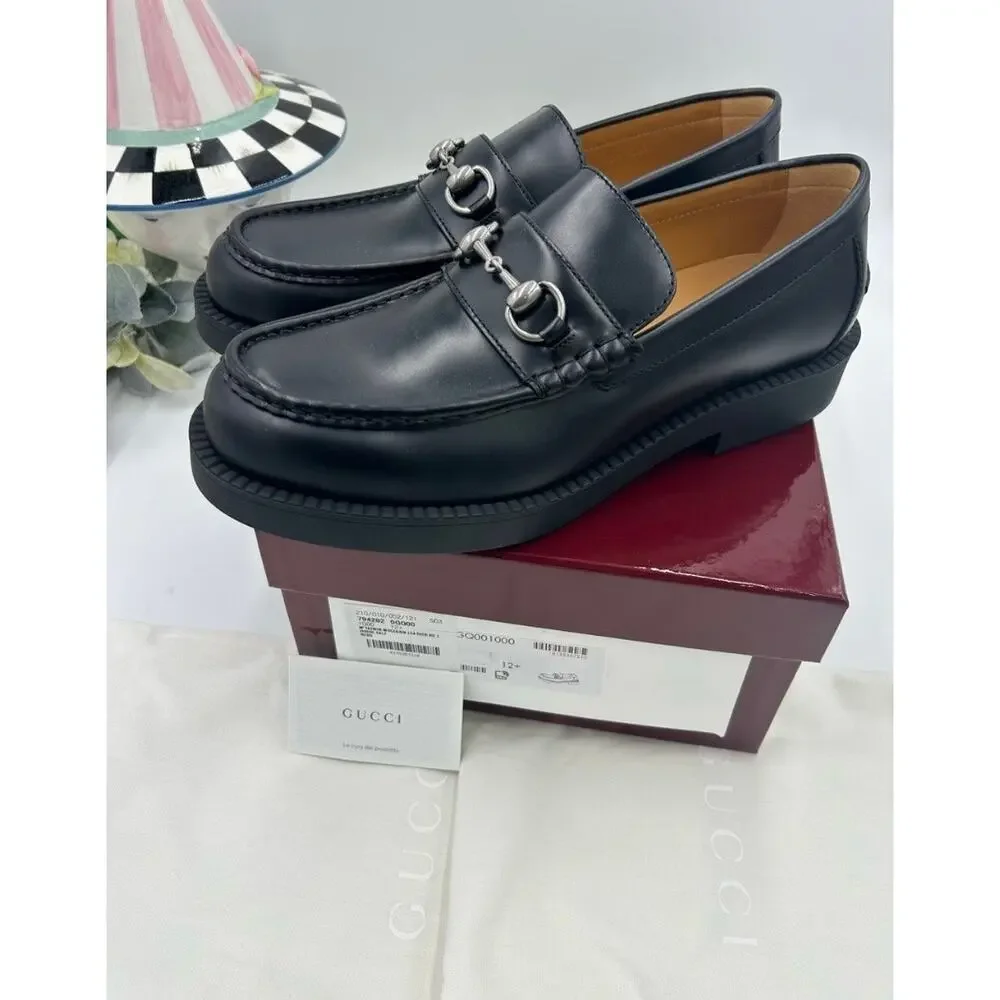 Men's Gucci Leather horse bit loafers size 12.5 fits 13 US made in Italy